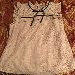 White Lace-Overlay Blouse